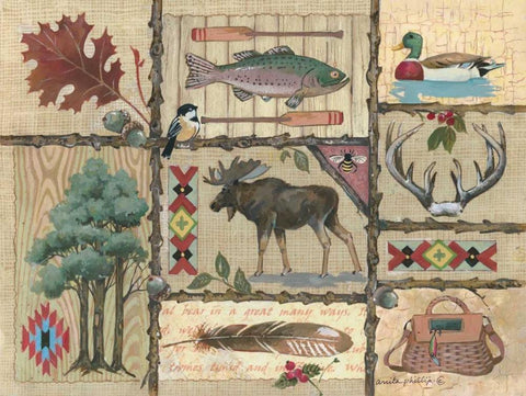 Joys of Fishing White Modern Wood Framed Art Print with Double Matting by Phillips, Anita