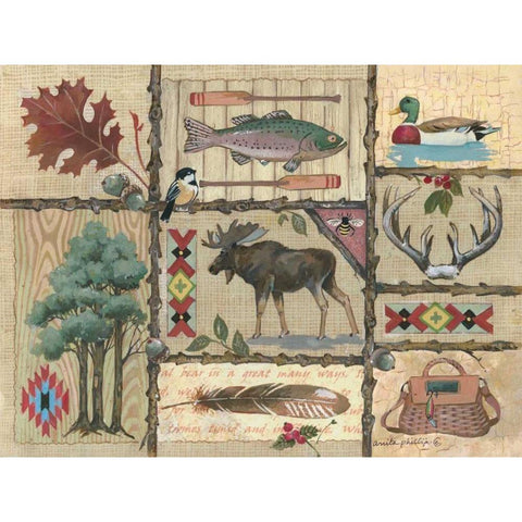 Joys of Fishing Gold Ornate Wood Framed Art Print with Double Matting by Phillips, Anita