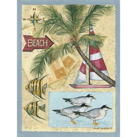 Beach White Modern Wood Framed Art Print by Phillips, Anita