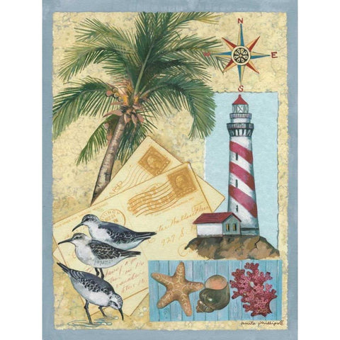 Lighthouse Letters Gold Ornate Wood Framed Art Print with Double Matting by Phillips, Anita