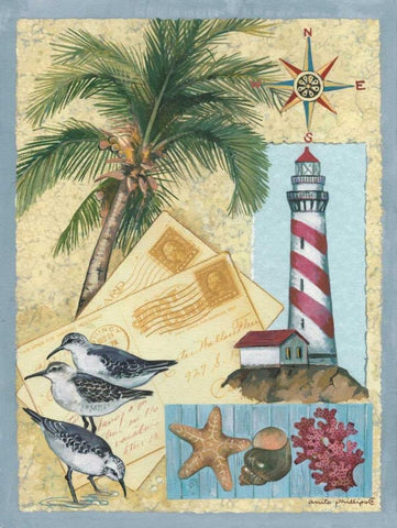 Lighthouse Letters Black Ornate Wood Framed Art Print with Double Matting by Phillips, Anita