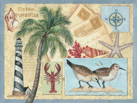 Ocean Paradise Black Ornate Wood Framed Art Print with Double Matting by Phillips, Anita