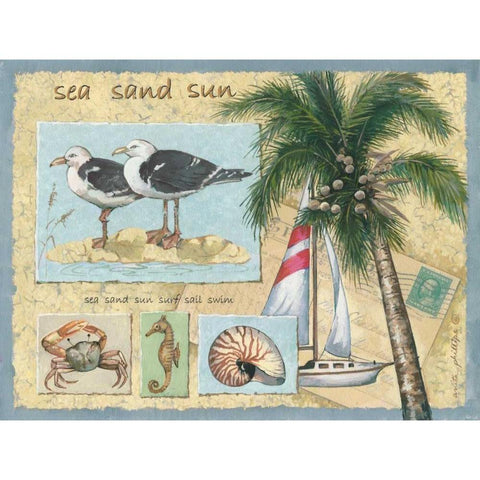 Sea-Sand-Sun Black Modern Wood Framed Art Print with Double Matting by Phillips, Anita