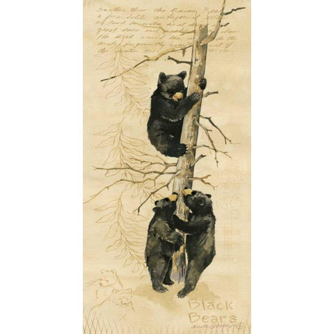 Black Bears Gold Ornate Wood Framed Art Print with Double Matting by Phillips, Anita