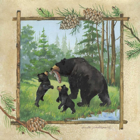 Black Bears III White Modern Wood Framed Art Print by Phillips, Anita