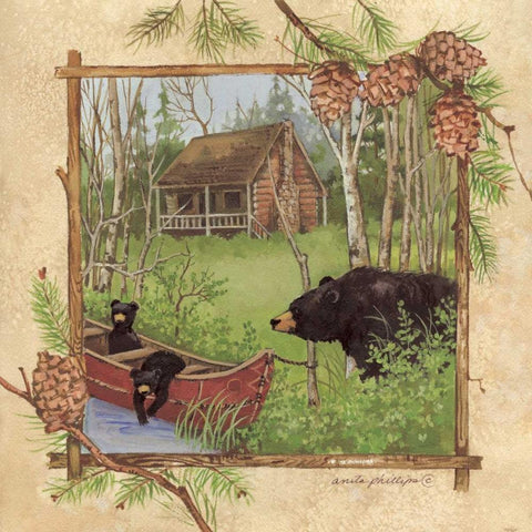 Black Bears I Black Modern Wood Framed Art Print with Double Matting by Phillips, Anita