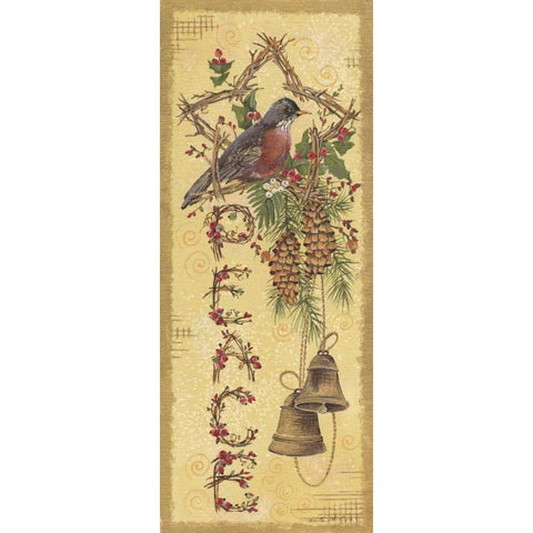 Peace Gold Ornate Wood Framed Art Print with Double Matting by Phillips, Anita