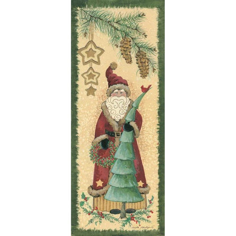 Santa with Tree Gold Ornate Wood Framed Art Print with Double Matting by Phillips, Anita