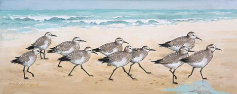 Beating the Waves Black Ornate Wood Framed Art Print with Double Matting by Phillips, Anita