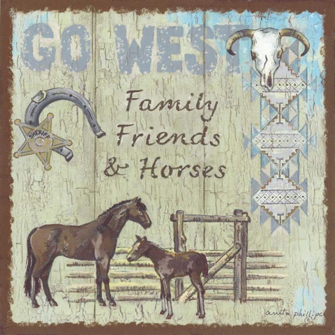 Go West Black Ornate Wood Framed Art Print with Double Matting by Phillips, Anita