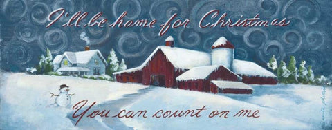 Home for Christmas White Modern Wood Framed Art Print with Double Matting by Phillips, Anita