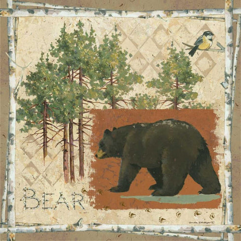 Black Bear White Modern Wood Framed Art Print with Double Matting by Phillips, Anita