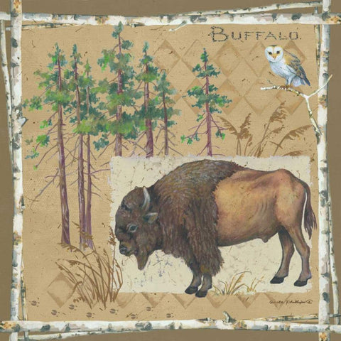 Buffalo Black Modern Wood Framed Art Print with Double Matting by Phillips, Anita