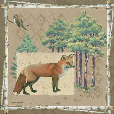 Fox White Modern Wood Framed Art Print by Phillips, Anita