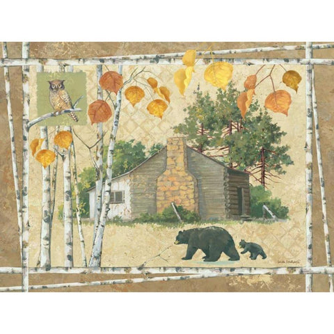 Bear Cabin Black Modern Wood Framed Art Print with Double Matting by Phillips, Anita