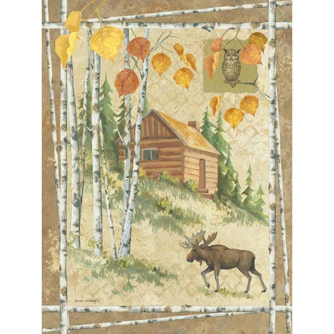 Moose Cabin White Modern Wood Framed Art Print by Phillips, Anita