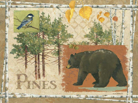 Bl Bear Pines White Modern Wood Framed Art Print with Double Matting by Phillips, Anita