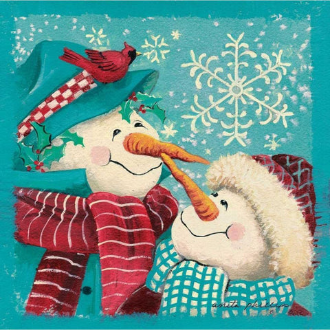 Nose to Nose - Aqua White Modern Wood Framed Art Print by Phillips, Anita