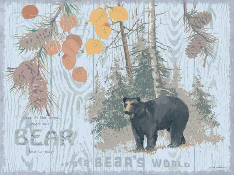 Bears World Gray White Modern Wood Framed Art Print with Double Matting by Phillips, Anita