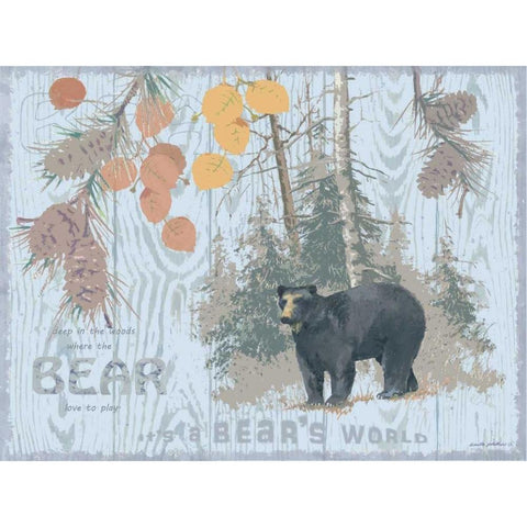 Bears World Gray Gold Ornate Wood Framed Art Print with Double Matting by Phillips, Anita