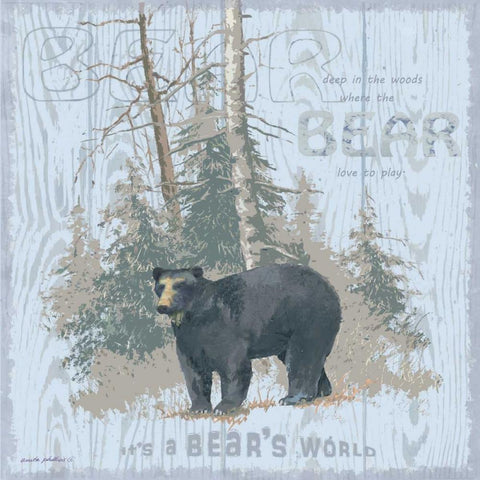 Bears World Gray Black Ornate Wood Framed Art Print with Double Matting by Phillips, Anita