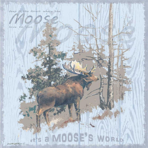 Mooses World Gray White Modern Wood Framed Art Print by Phillips, Anita