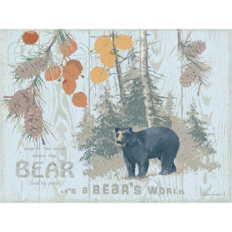 Bears World Tan Black Modern Wood Framed Art Print with Double Matting by Phillips, Anita