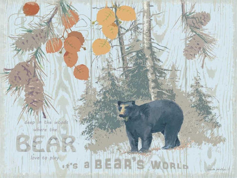 Bears World Tan White Modern Wood Framed Art Print with Double Matting by Phillips, Anita