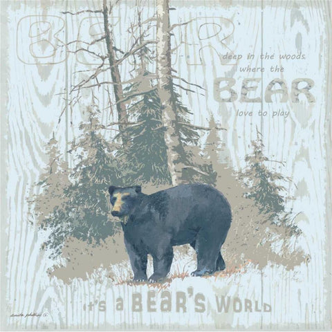 Bears World Tan Gold Ornate Wood Framed Art Print with Double Matting by Phillips, Anita
