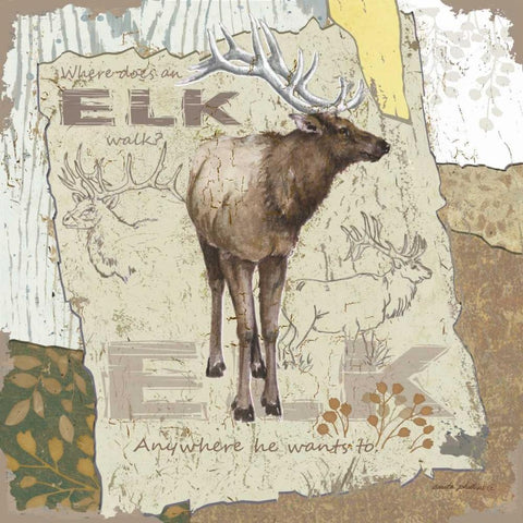 Elk Walk White Modern Wood Framed Art Print with Double Matting by Phillips, Anita