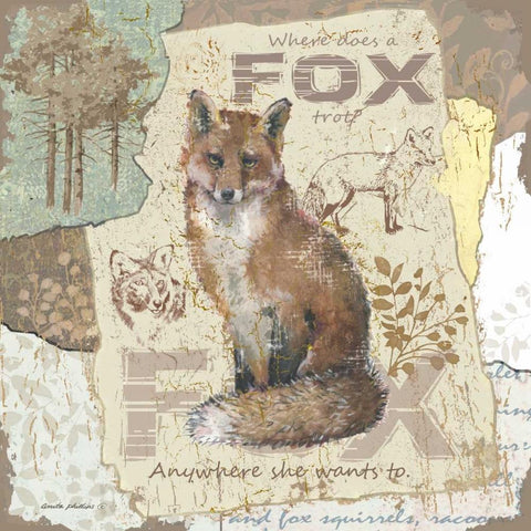 Fox Trot Black Ornate Wood Framed Art Print with Double Matting by Phillips, Anita