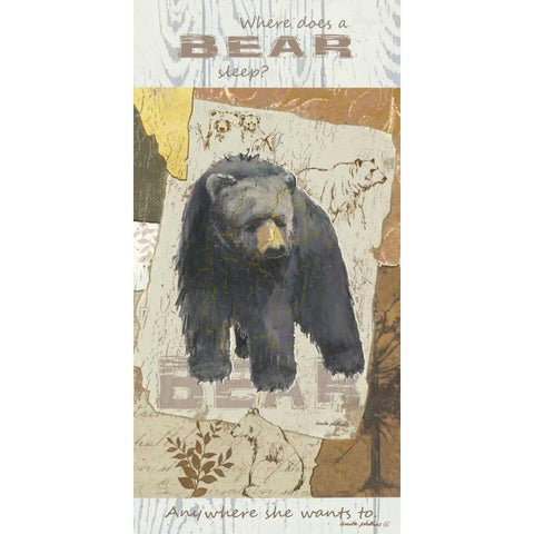 Bear Sleep Black Modern Wood Framed Art Print by Phillips, Anita