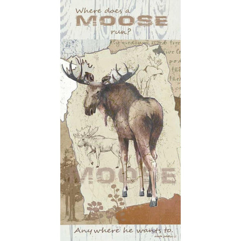 Moose Run Black Modern Wood Framed Art Print by Phillips, Anita