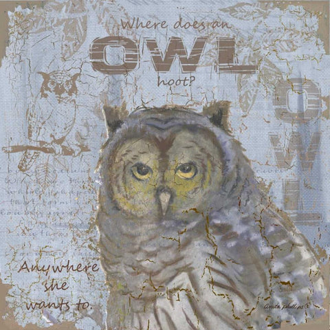 Where Does an Owl Hoot Gold Ornate Wood Framed Art Print with Double Matting by Phillips, Anita