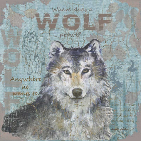 Where Does a Wolf Prowl Gold Ornate Wood Framed Art Print with Double Matting by Phillips, Anita