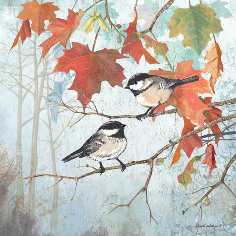 Chickadees II Black Modern Wood Framed Art Print by Phillips, Anita