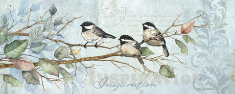 Chickadee Inspiration White Modern Wood Framed Art Print with Double Matting by Phillips, Anita