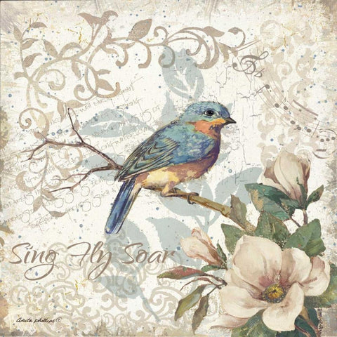 Sing - Fly - Soar Black Modern Wood Framed Art Print with Double Matting by Phillips, Anita