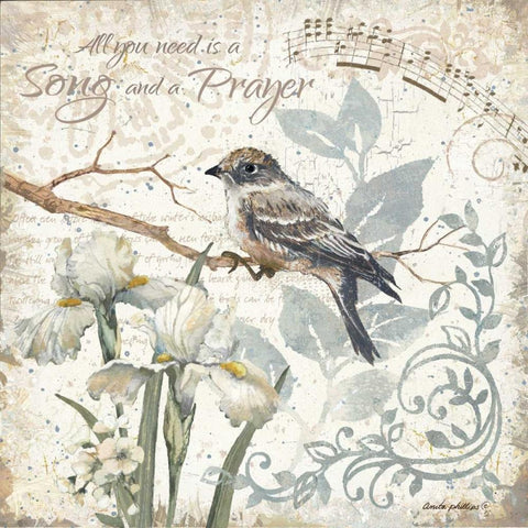 A Song and a Prayer Black Modern Wood Framed Art Print with Double Matting by Phillips, Anita