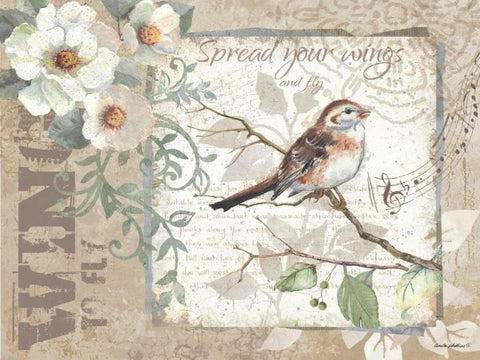 Spread Your Wings Black Ornate Wood Framed Art Print with Double Matting by Phillips, Anita