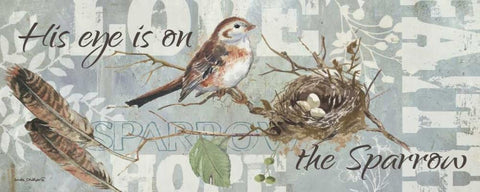 On the Sparrow Black Ornate Wood Framed Art Print with Double Matting by Phillips, Anita