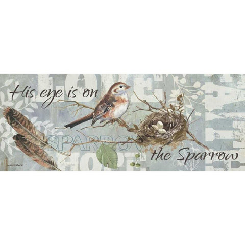 On the Sparrow Gold Ornate Wood Framed Art Print with Double Matting by Phillips, Anita