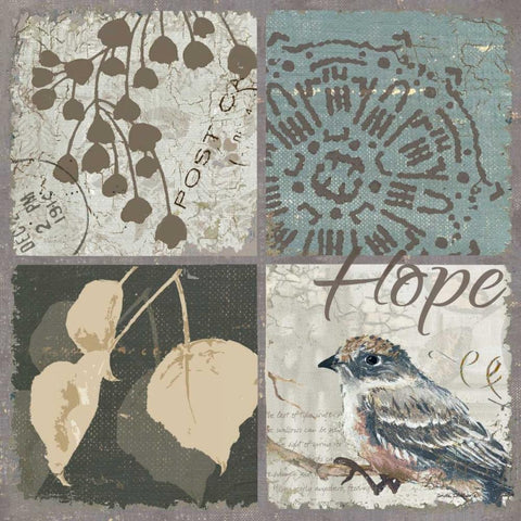 Bird 4 Patch IV Black Modern Wood Framed Art Print by Phillips, Anita