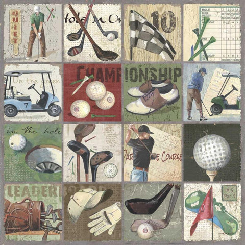 Golf Sampler I White Modern Wood Framed Art Print by Phillips, Anita