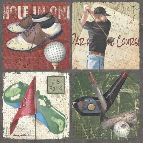 Par for the Course White Modern Wood Framed Art Print with Double Matting by Phillips, Anita