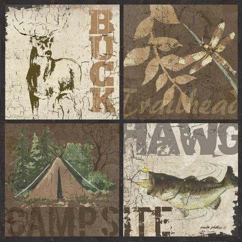 Campsite Black Modern Wood Framed Art Print with Double Matting by Phillips, Anita