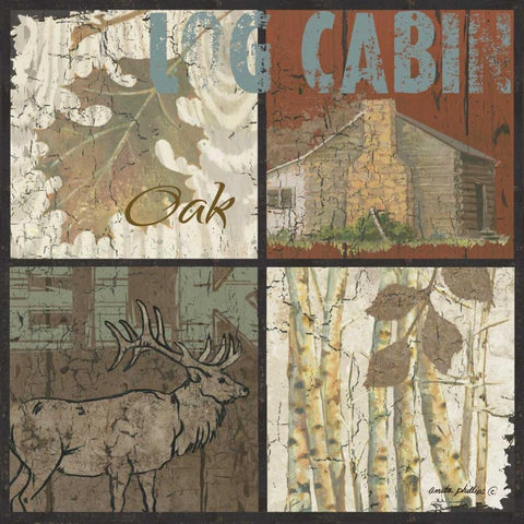 Log Cabin Black Modern Wood Framed Art Print with Double Matting by Phillips, Anita