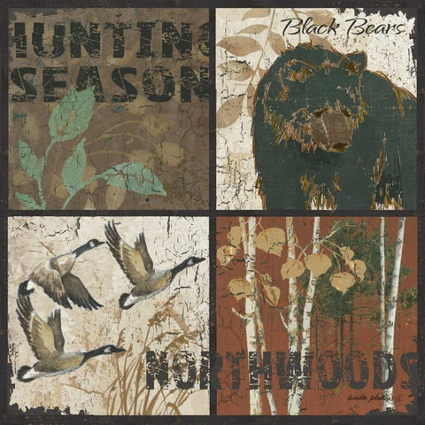 Northwoods Gold Ornate Wood Framed Art Print with Double Matting by Phillips, Anita