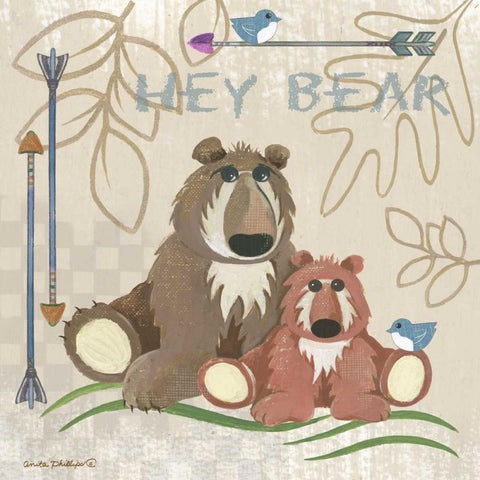 Lil Boys Bears Black Modern Wood Framed Art Print with Double Matting by Phillips, Anita