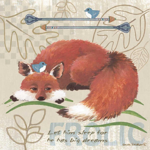 Lil Boys Fox Black Modern Wood Framed Art Print by Phillips, Anita